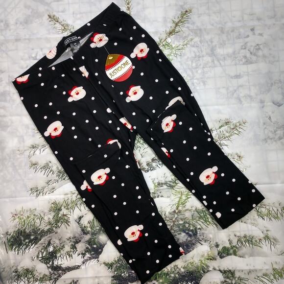 NWT Santa Black Polka Dot Leggings size Medium - Picture 1 of 6